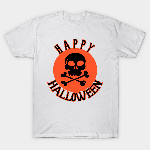 Happy Halloween with Pumpkin and Crossbones T-Shirt-TOZ